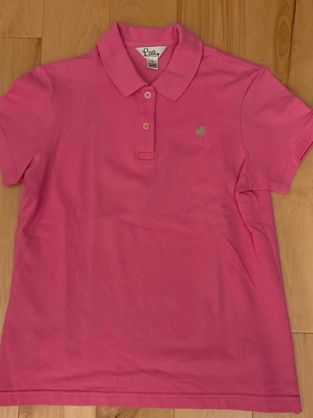 Lilly Pulitzer Pink Polo Shirt with Palm Logo -